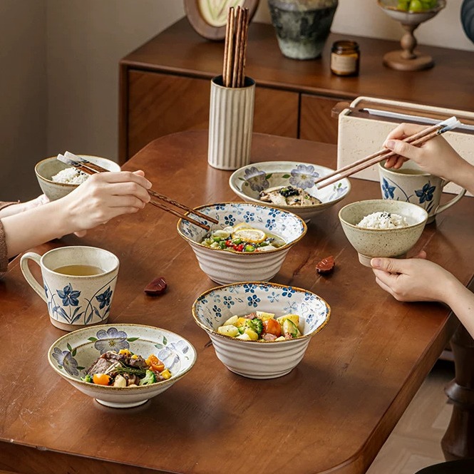 Handcrafted Spiral Ceramic Soup Bowl - 7.5 Inch, 820ml Large Capacity product view