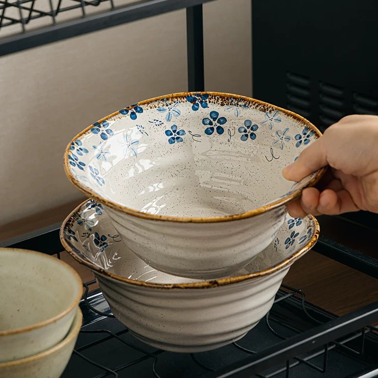 Handcrafted Spiral Ceramic Soup Bowl - 7.5 Inch, 820ml Large Capacity product view