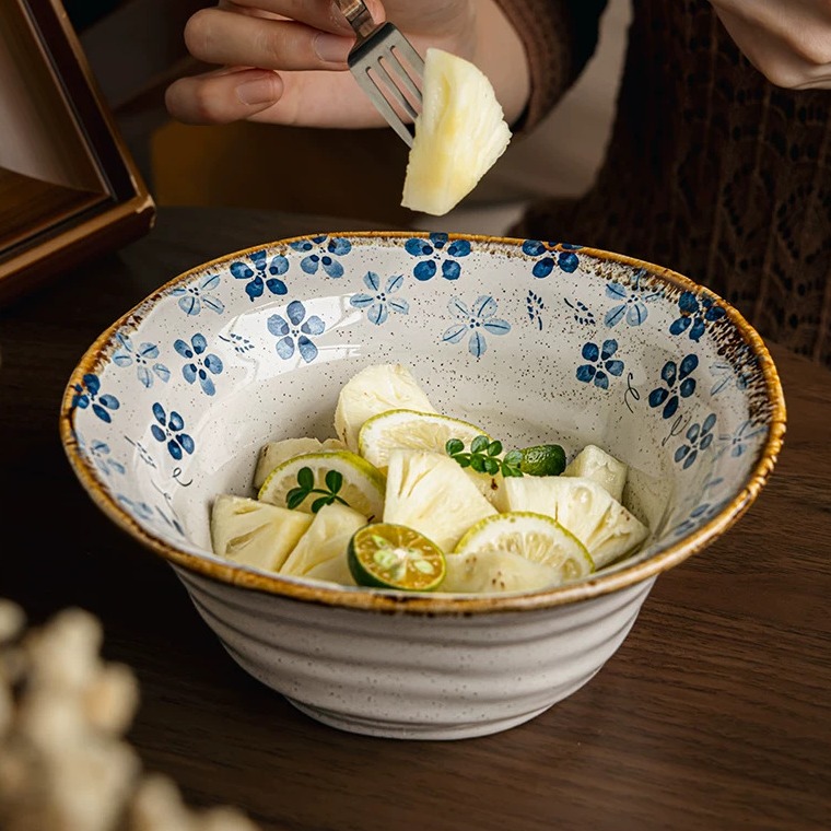 Handcrafted Spiral Ceramic Soup Bowl - 7.5 Inch, 820ml Large Capacity product view