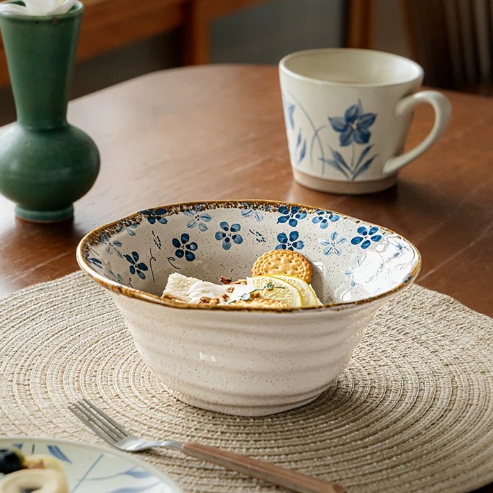 Handcrafted Spiral Ceramic Soup Bowl - 7.5 Inch, 820ml Large Capacity product view