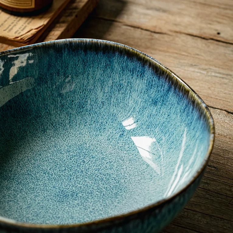Irregular Handmade Ceramic Soup Bowl, 9.5-inch Serving Bowl product view