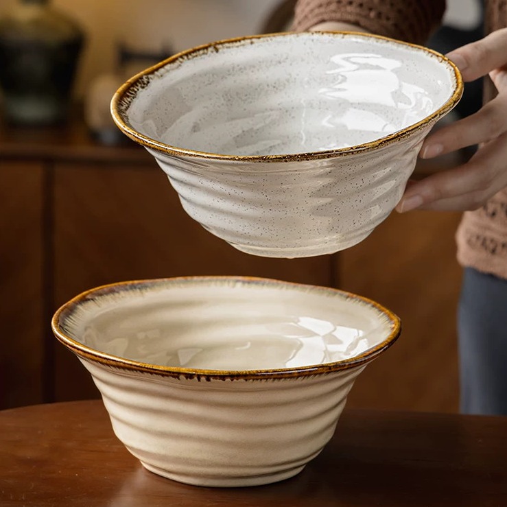 Handcrafted Vintage-Inspired Ceramic Soup Bowl (7.5 inches) product view
