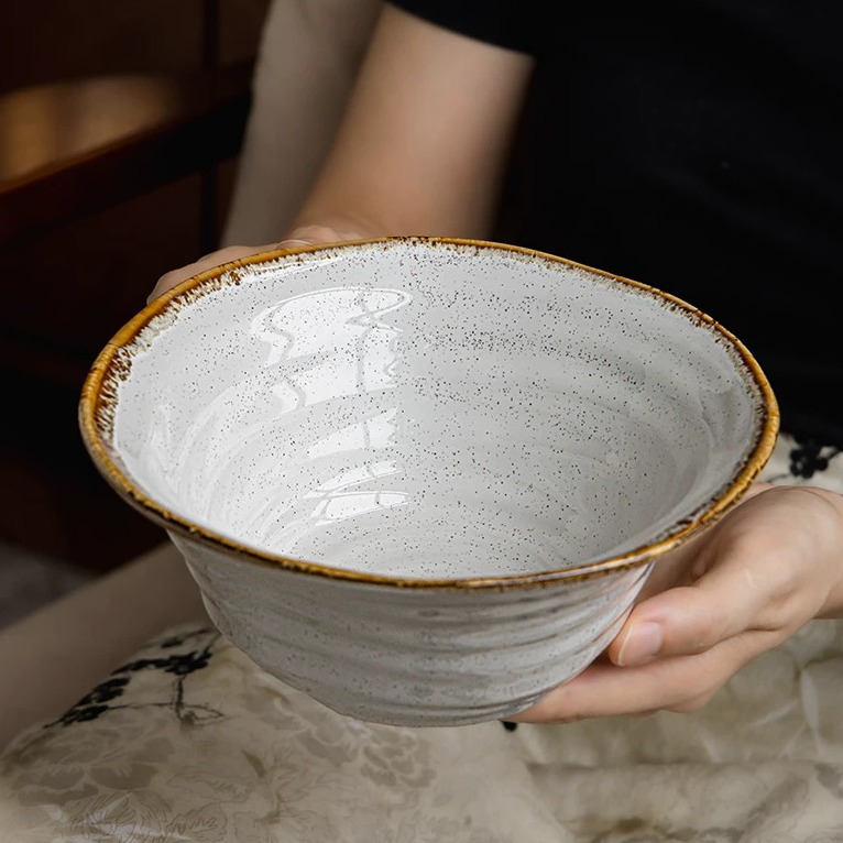 Handcrafted Vintage-Inspired Ceramic Soup Bowl (7.5 inches) product view