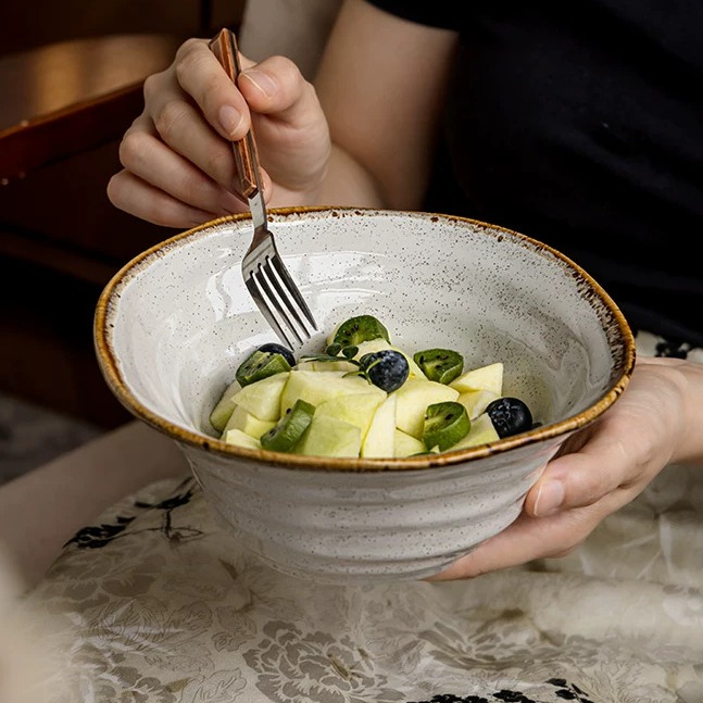 Handcrafted Vintage-Inspired Ceramic Soup Bowl (7.5 inches) product view
