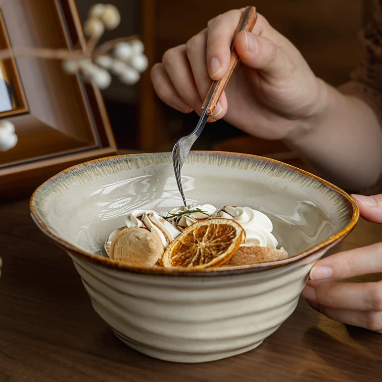 Handcrafted Vintage-Inspired Ceramic Soup Bowl (7.5 inches) product view