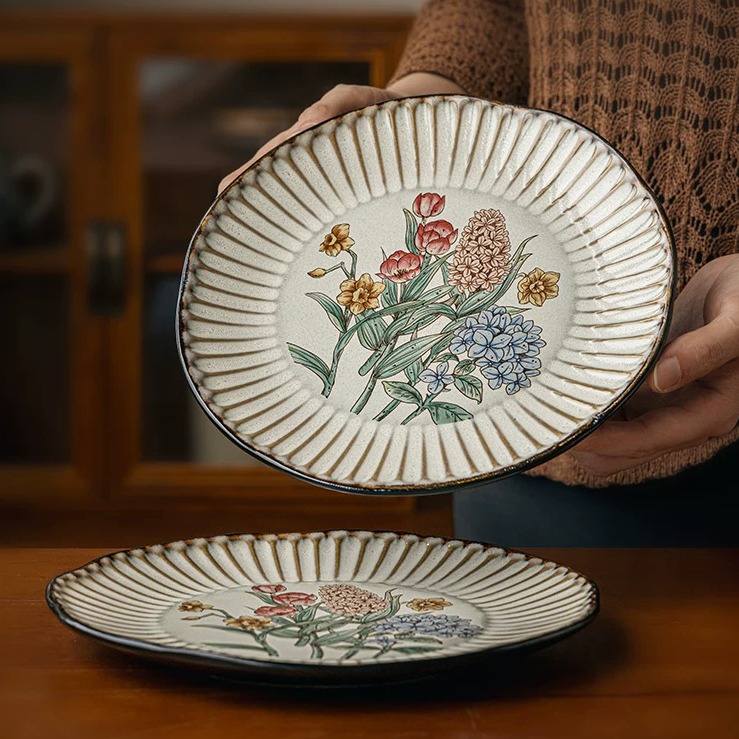 Linsen Ceramics Irregular Vintage-Style Ceramic Plate product view
