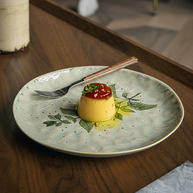 8.5-Inch Artisan Water-Ripple Ceramic Plate product view