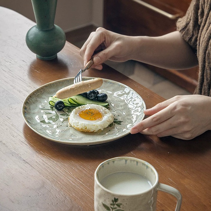 8.5-Inch Artisan Water-Ripple Ceramic Plate product view