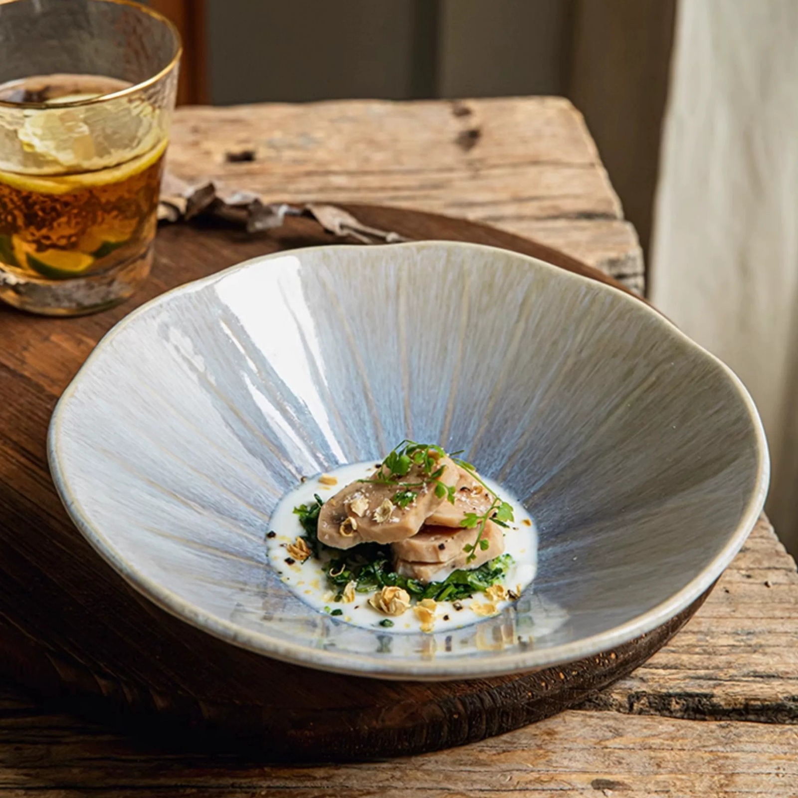 Handcrafted Irregular Salad Bowl in Glossy Kiln-Transmutation Glaze product view
