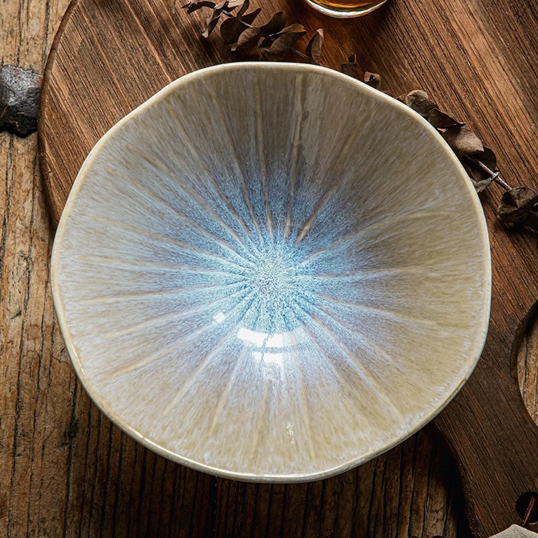 Handcrafted Irregular Salad Bowl in Glossy Kiln-Transmutation Glaze product view