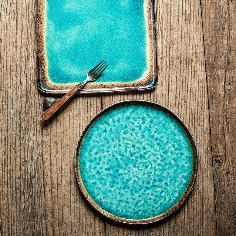 Ice-Crackle Glaze Ceramic Dinner Plate - Hand-Finished 10.5-inch Piece product view