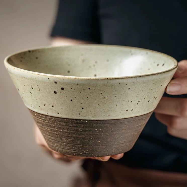 Handcrafted Rough Stoneware Bowl, 6-Inch Artisan Serving Bowl product view