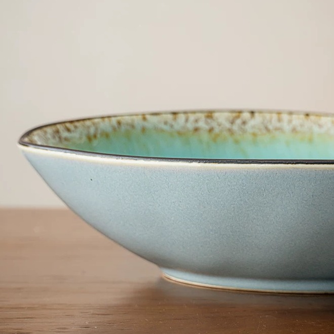 Handcrafted Irregular Ice Crackle Glaze Ceramic Bowl, 8-inch product view