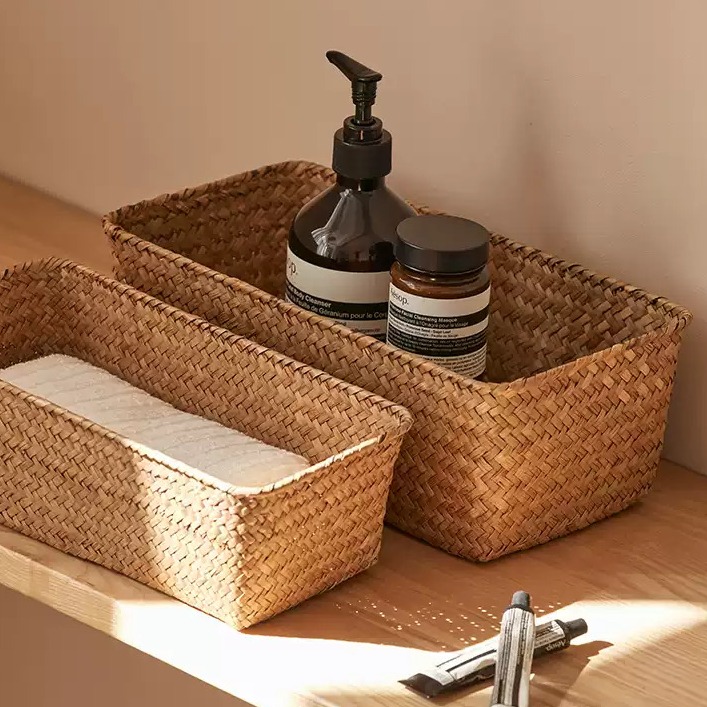 Hand-Woven Natural Seagrass Storage Basket product view